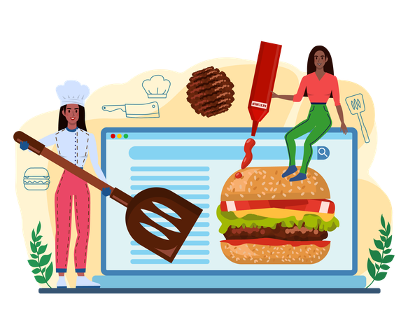 Burger house online service  Illustration