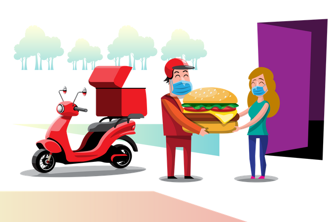 Burger-Lieferung nach Hause  Illustration
