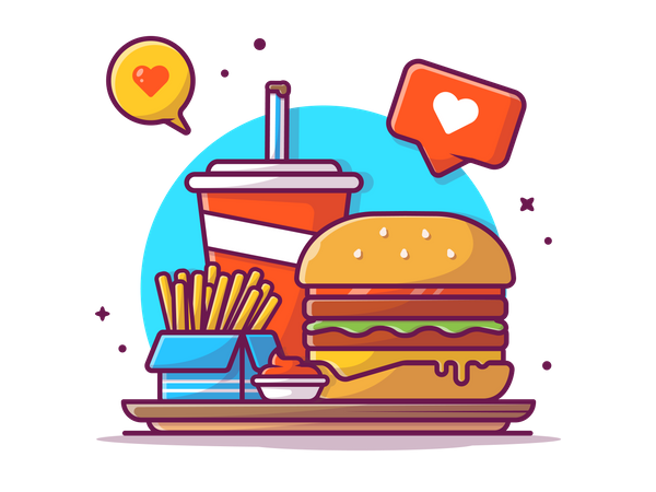 Burger-Mahlzeit  Illustration