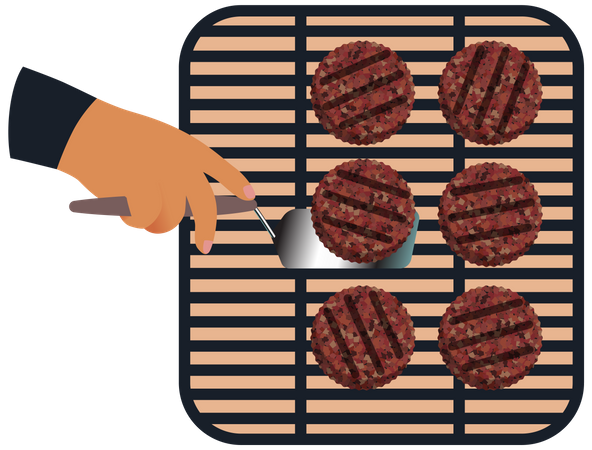 Burger Making process  일러스트레이션