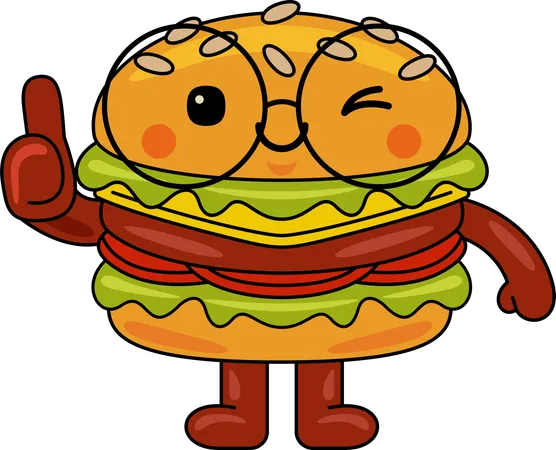 Burger Mascot showing thubms up  Illustration