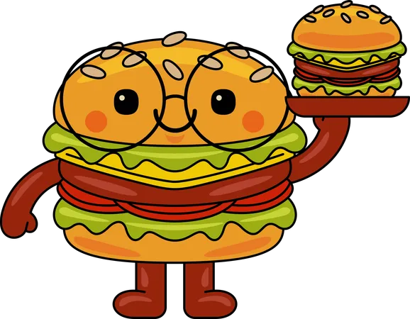 Burger-Maskottchen mit Burger  Illustration