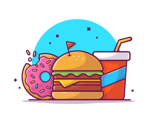 Burger mit Donut  Illustration