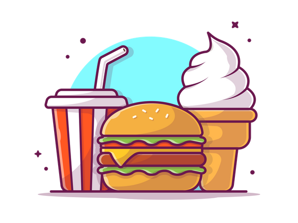 Burger mit Softy  Illustration