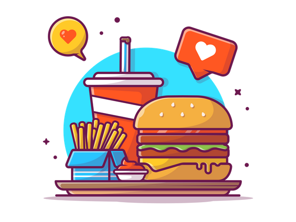 Repas de hamburger  Illustration