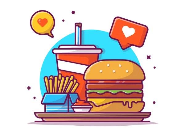 Repas de hamburger  Illustration