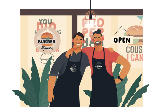 Burger Shop Owners  Illustration