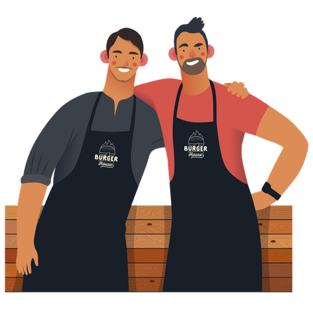 Burger Shop Owners  Illustration