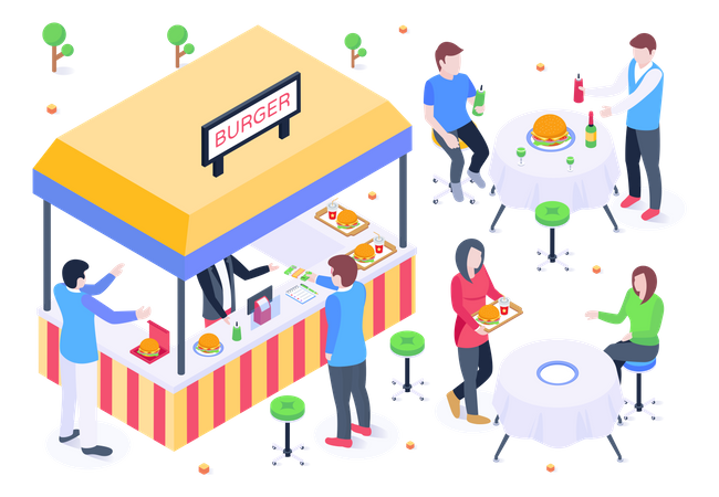 Burger Stall  Illustration