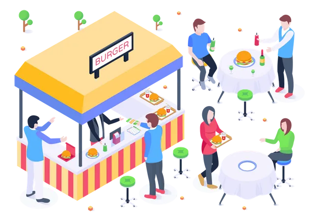 Burger Stall  Illustration