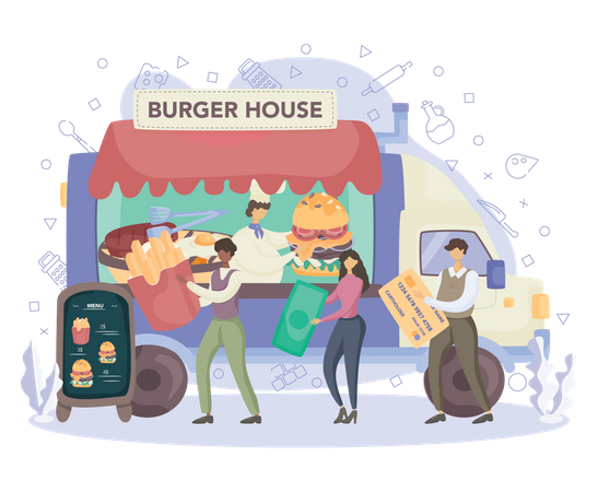 Burger Stall  Illustration