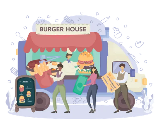 Burger Stall  Illustration