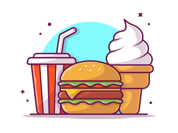 Burger with softy  Illustration