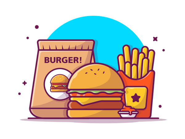 Burger zum Mitnehmen  Illustration