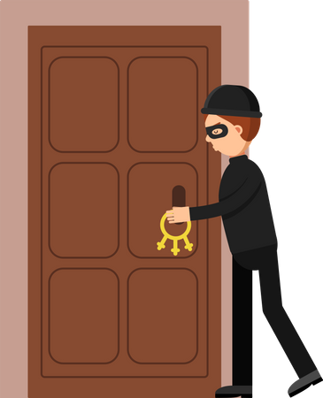 Burglar breaking into house  Illustration