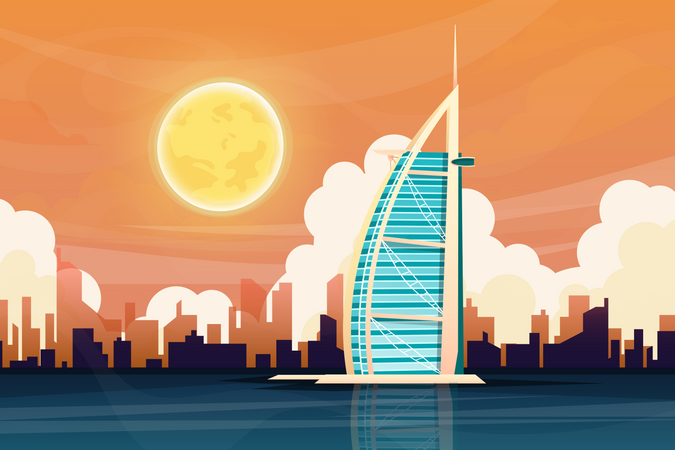 Burj Al Arab hotel in Dubai  Illustration
