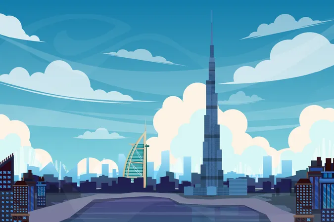 Burj Khalifa in Dubai  Illustration