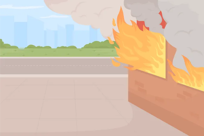 Burning building  Illustration