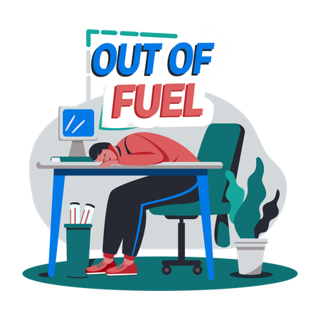 Burnout man sleeping on desk  Illustration