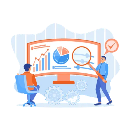 Büromitarbeiter analysieren statistische Daten  Illustration