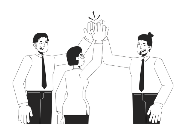 Büroangestellte und Kollegen geben High Five  Illustration