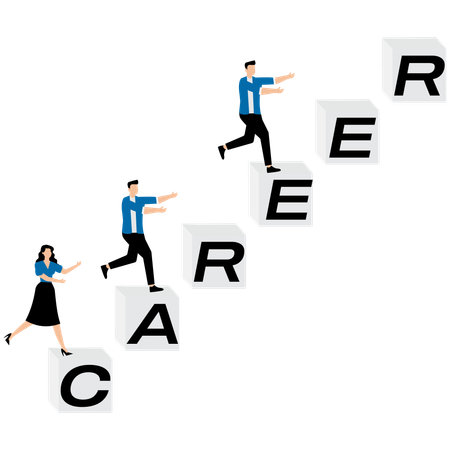 Büroangestellter auf der Karriereleiter  Illustration