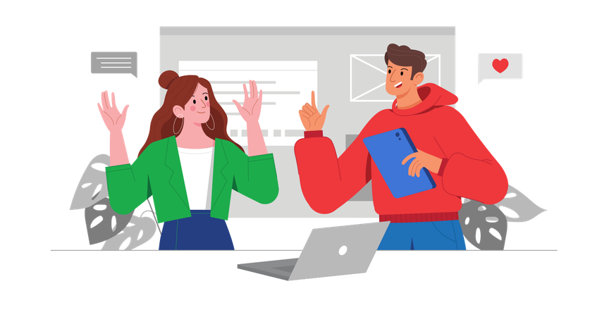 Büromitarbeiter besprechen Geschäftspräsentation  Illustration