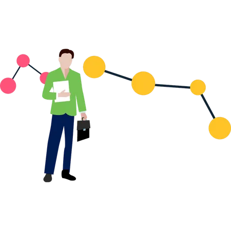 Büroangestellter steht in der Nähe von Molekül  Illustration