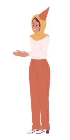 Bürodame mit Geburtstagshut Illustration