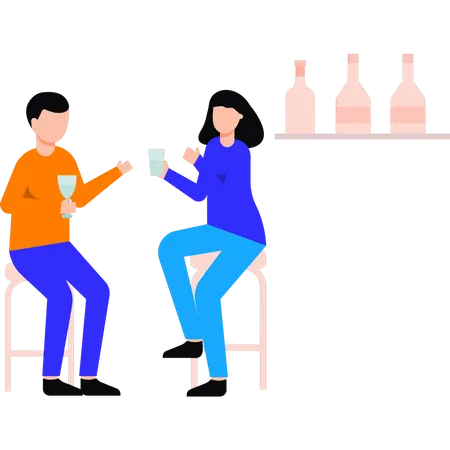 Bürokollegen trinken Saft in der Pause  Illustration