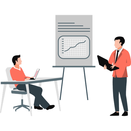 Büroteam arbeitet an analytischem Diagramm  Illustration