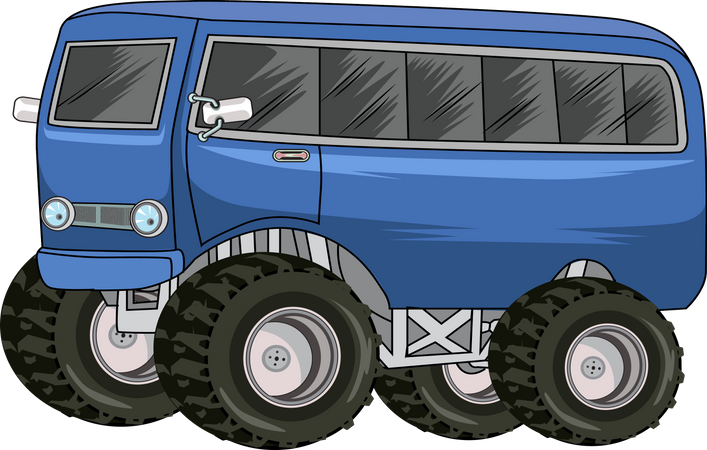 Voiture monstre de bus classique  Illustration