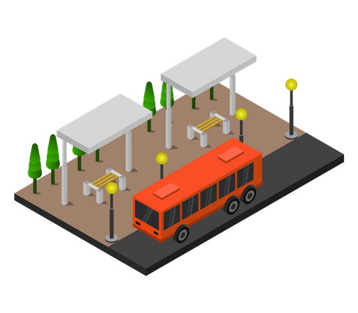 Bus station  Illustration