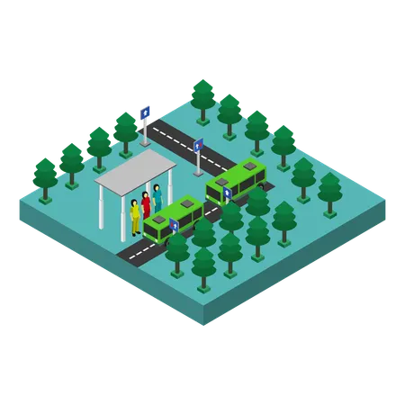 Bus Station  Illustration
