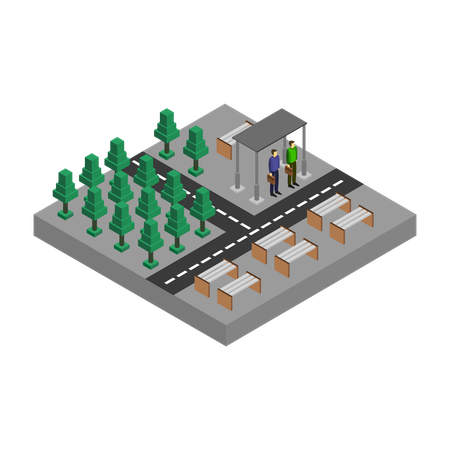 Bus Station  Illustration