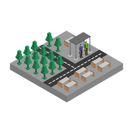 Bus Station  Illustration