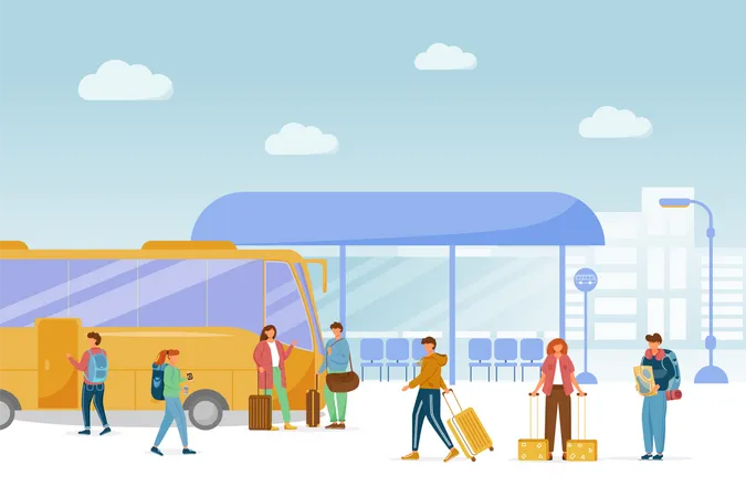 Bus station platform  Illustration