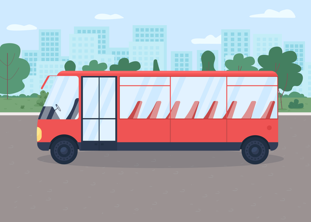 Bus dans la rue  Illustration