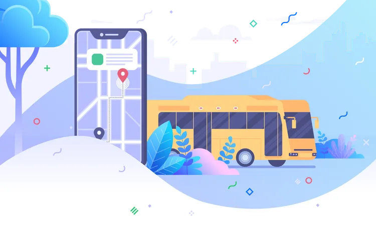 Bus transport tracking  Illustration