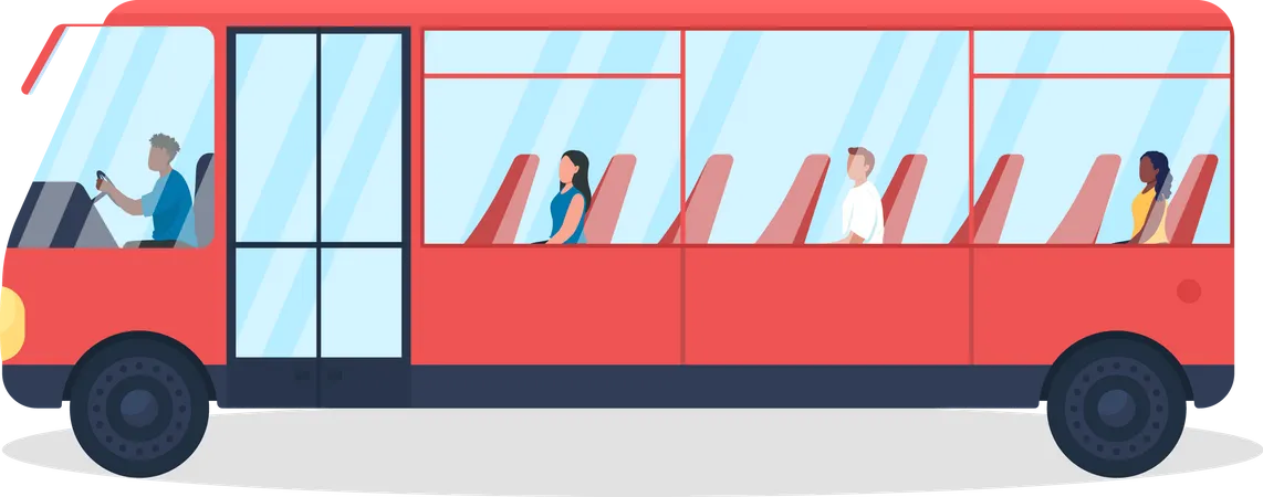 Bus with passengers Illustration
