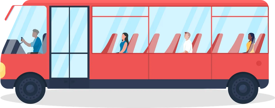 Bus with passengers  Illustration