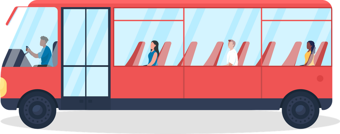 Bus with passengers  Illustration