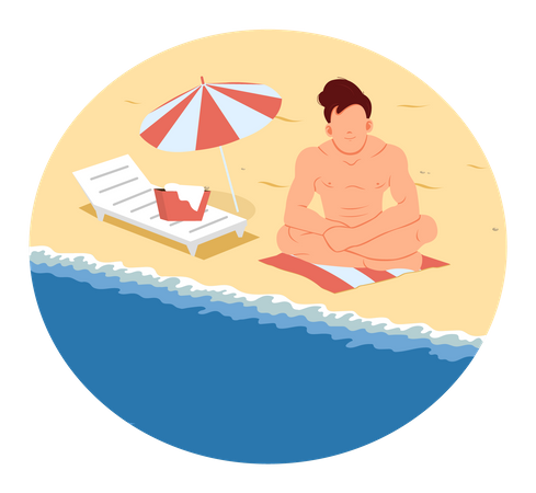 Touriste de Busan se relaxant à la plage  Illustration