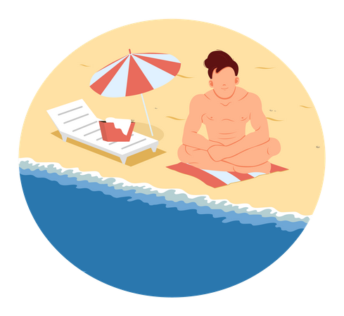 Busan-Tourist entspannt am Strand  Illustration