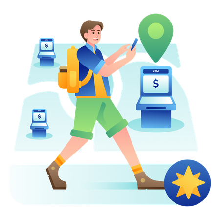 Buscador de ubicación de cajeros automáticos  Ilustración