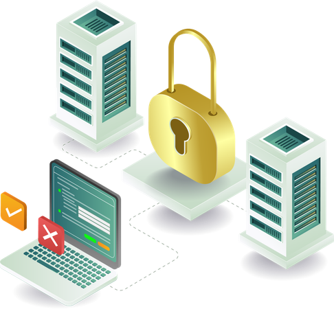 Buscando problemas de seguridad informática tecnología de datos del servidor  Illustration