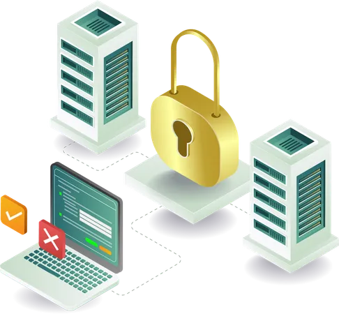 Buscando problemas de seguridad informática tecnología de datos del servidor  Illustration