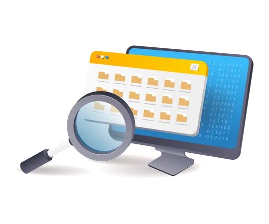 Buscar carpetas de datos de computadora guardadas  Ilustración