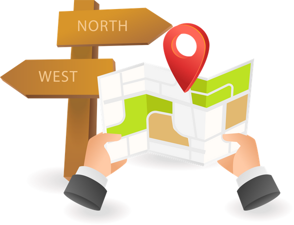 Encontrar dirección ubicación con mapa  Ilustración