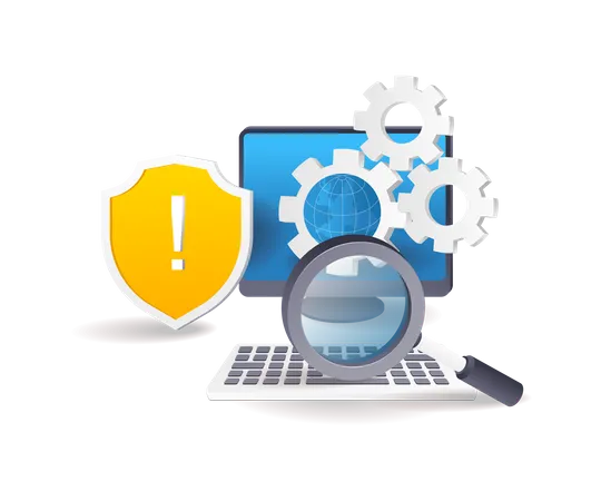 Busque problemas en el sistema de seguridad informática  Ilustración